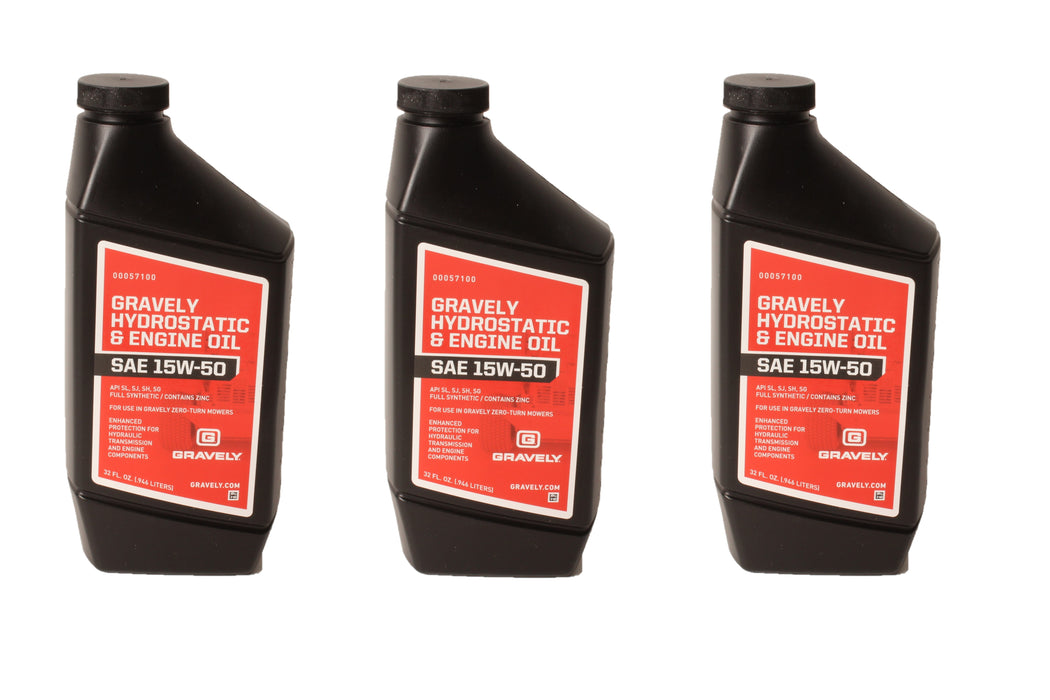 3 Gravely 00057100 32 oz Bottle of SAE 15W-50 Synthetic Zinc Hydro Engine Oil