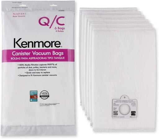 Genuine Kenmore 53292 Type Q/C HEPA Canister Vacuum Bags Pack of 6