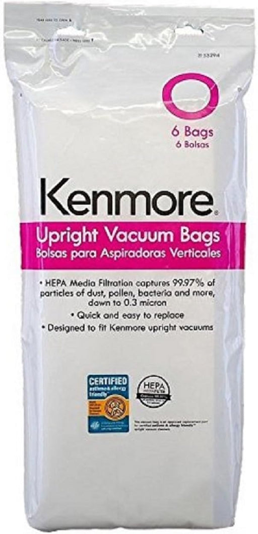 Genuine Kenmore 53294 Type O HEPA Upright Vacuum Bags Pack of 6