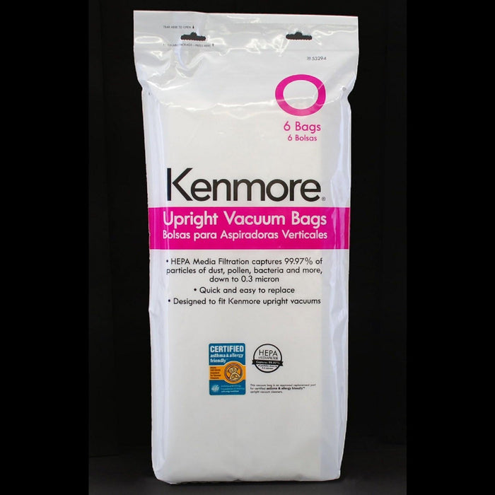 Kenmore Type Q HEPA Canister Vacuum Bags, 6 Pack, White