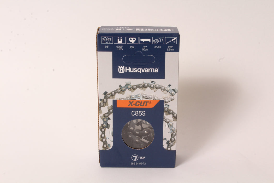 Genuine Husqvarna 585548972 20" 3/8" .058" 72 DL Chainsaw Chain Loop C85S X-Cut