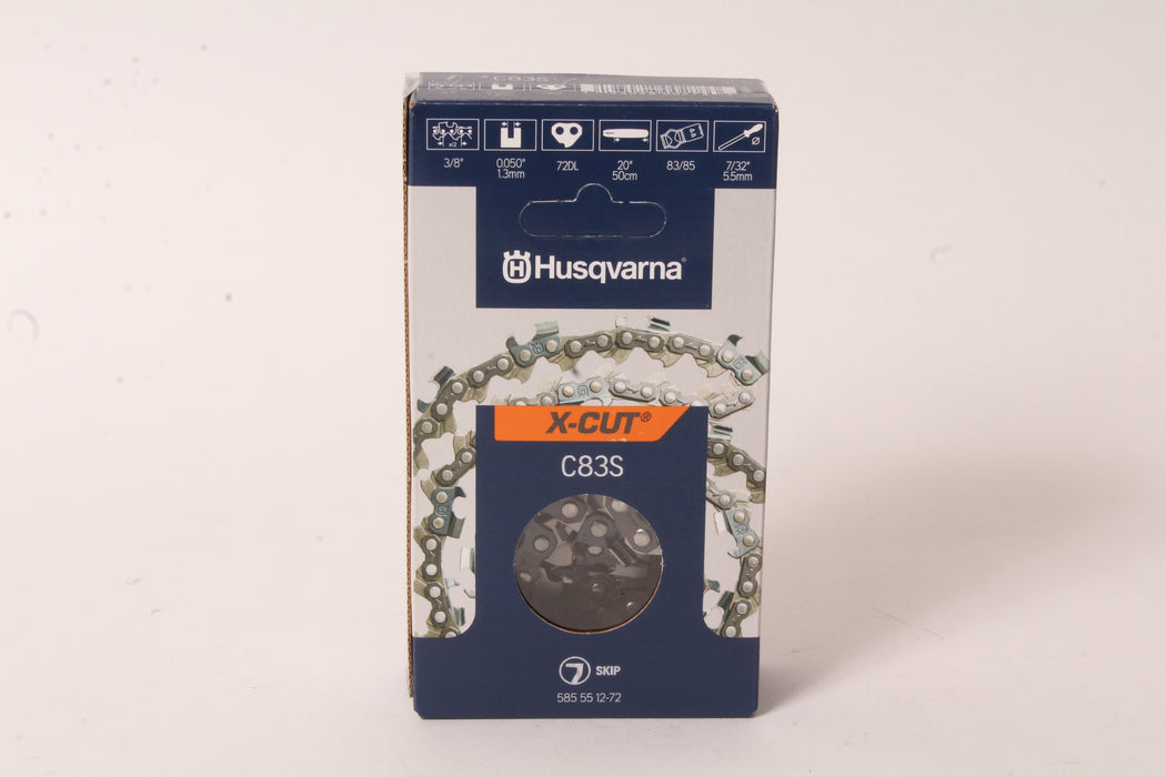 Genuine Husqvarna 585551272 20" 3/8" .050" 72 DL Chainsaw Chain Loop C83S X-Cut