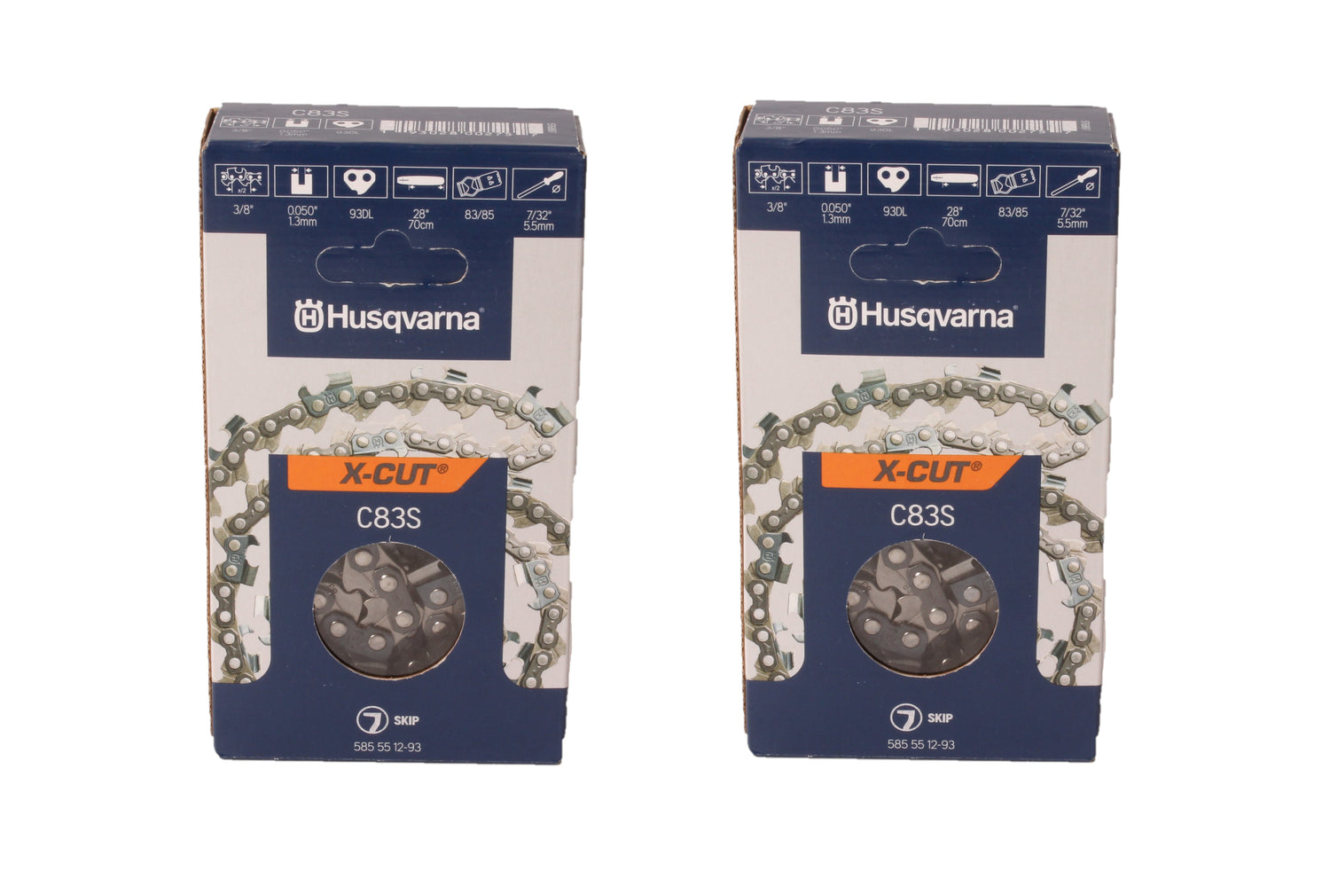 2 PK Genuine Husqvarna 585551293 28" 3/8" .050" 93 DL C83S Chainsaw Chain Loop