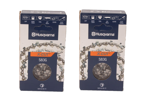 2 PK Genuine Husqvarna 585639072 20" 3/8" .050" 72 DL S83G Chainsaw Chain Loop