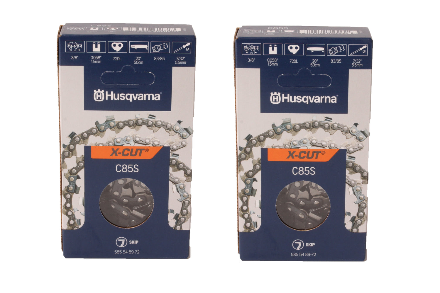 2 PK Genuine Husqvarna 585639672 18" .325" .058" 72 DL Chainsaw Chain Loop S35G