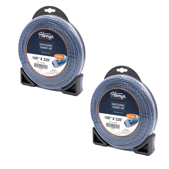 2 PK Henry's H1101318 .105" 220' Spiral Pro Trimmer Line Twin-Layer Co-Extrusion