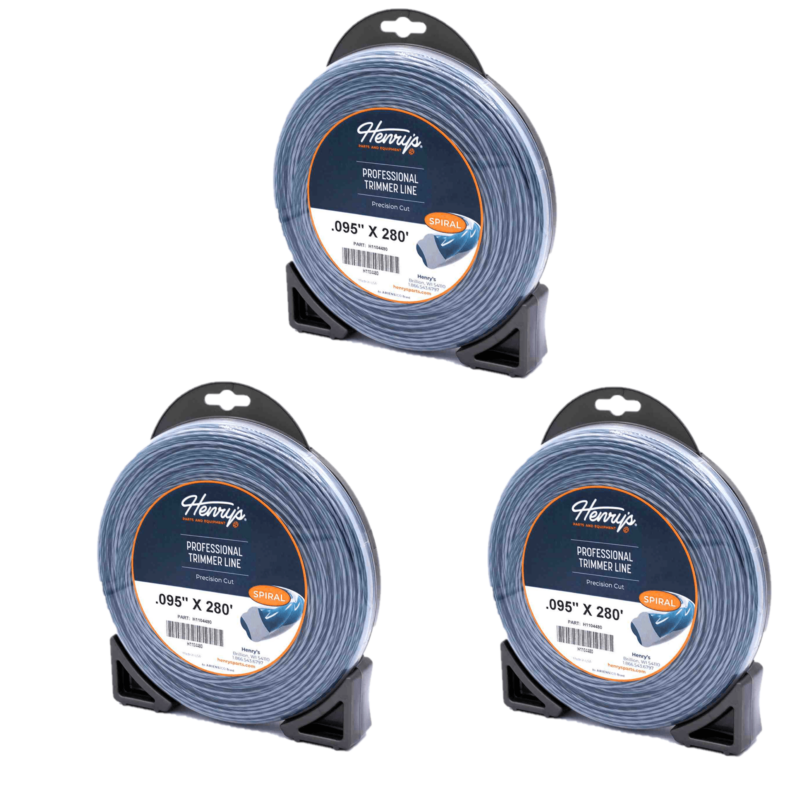 3 PK Henry's H1104480 .095" 280' Spiral Pro Trimmer Line Twin-Layer Co-Extrusion