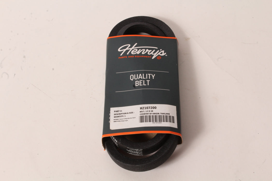 Henry's Universal Wrapped V-Belt 1/2" x 34" H2107200 A32 AK32 AP32 6834 4L340