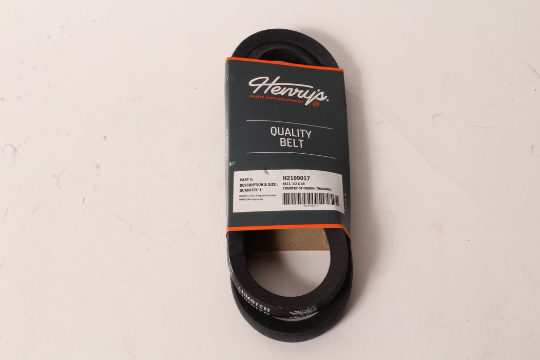 Henry's Universal Wrapped V-Belt 1/2" x 38" H2109017 A36 AK36 AP36 6838 4L380