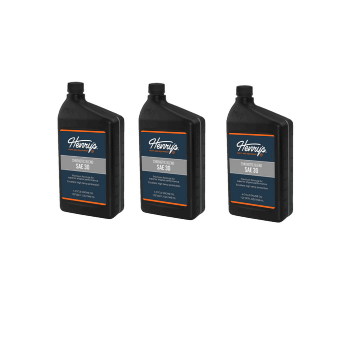 3 PK Henry's H3051743 SAE 30 Synthetic Blend Engine Oil with Zinc 32 oz 4-Cycle