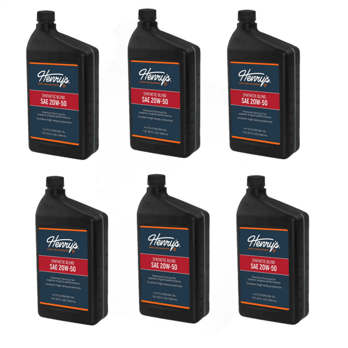 6 PK Henry's H3054905 Engine Oil SAE 20W-50 Synthetic Blend with Zinc 32 oz