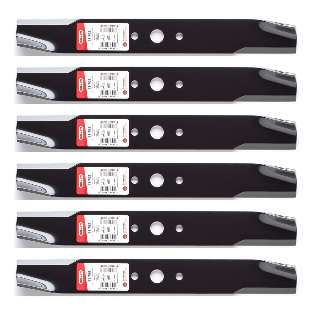 6 Pack Oregon 91-705 Mower Blade for Massey Ferguson 1704100 44"