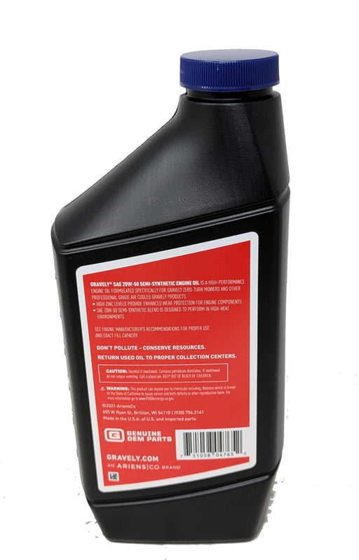 6PK Genuine Gravely SAE 20W50 Engine Oil 1-QT OEM 00058300