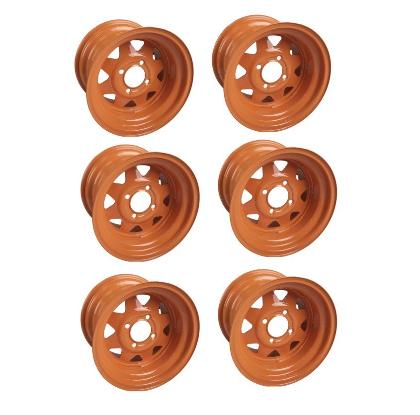 6 PK Genuine Scag 481851 12" 4 Lug Powder Coated Gold Wheel Rim 24-x12.00-12