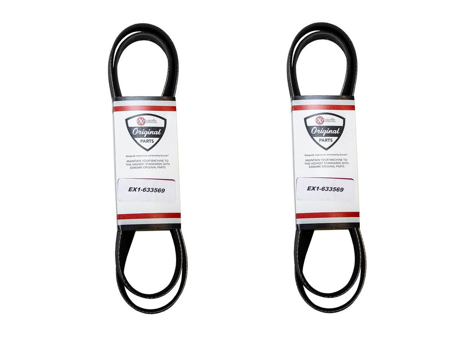 2 PK Genuine Exmark 1-633569-SL Poly V-Belt Lazer Z AC AS LC 1-633569 OEM