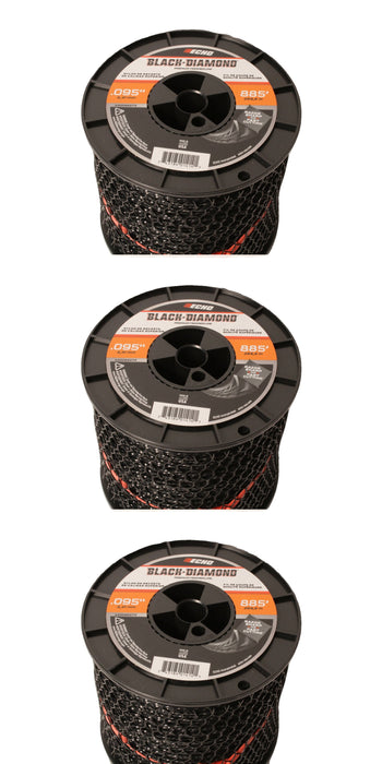 3 PK Echo 330095073 .095" Black Diamond Trimmer Line Spool 885' Square Twisted