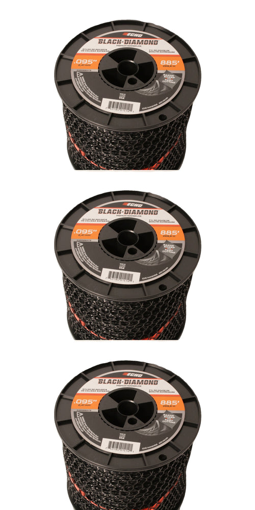 3 PK Echo 330095073 .095" Black Diamond Trimmer Line Spool 885' Square Twisted