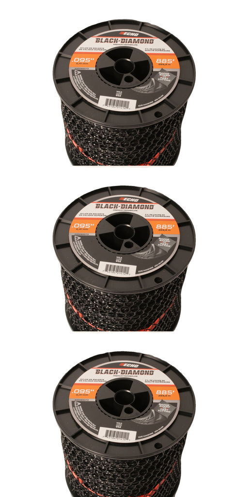 3 PK Echo 330095073 .095" Black Diamond Trimmer Line Spool 885' Square Twisted
