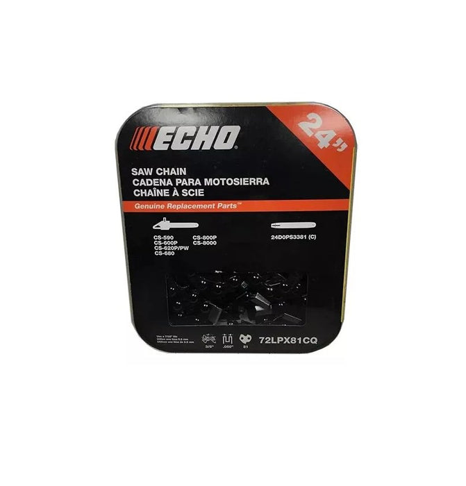 Genuine Echo 72LPX81CQ 24" .050" 3/8" 81 DL Chainsaw Chain Loop OEM