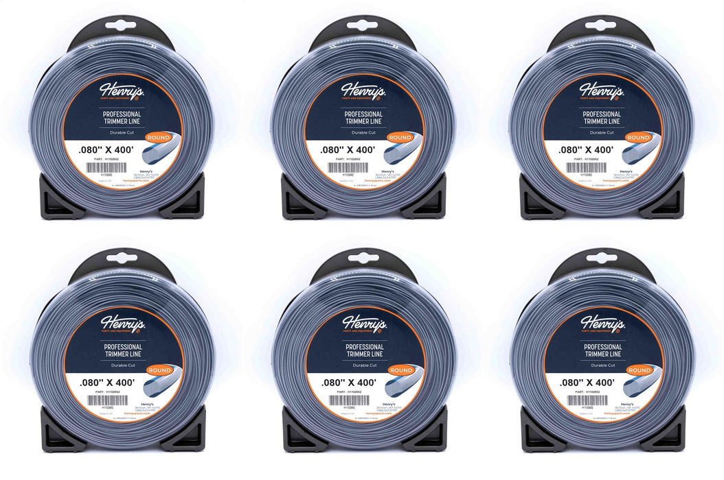 6 PK Henry's H1102662 .080" 400' Round Pro Trimmer Line Twin-Layer Co-Extrusion