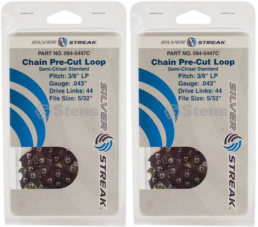 2 Pack Stens 094-5447C Chain Loop Clamshell 44 DL 3/8" LP .043 S-Chisel Standard