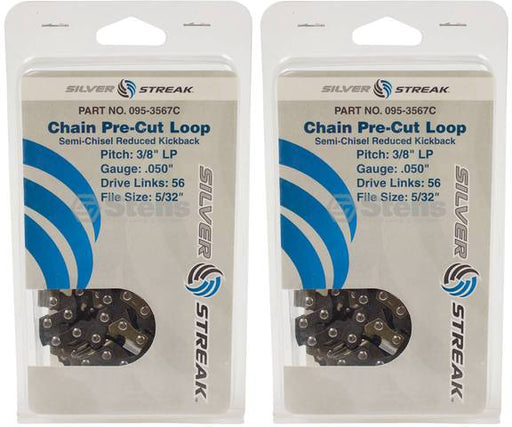 2 Pack Stens 095-3567C Chain Loop Clamshell 56 DL 3/8" LP .050 S-Chis Reduced Ki