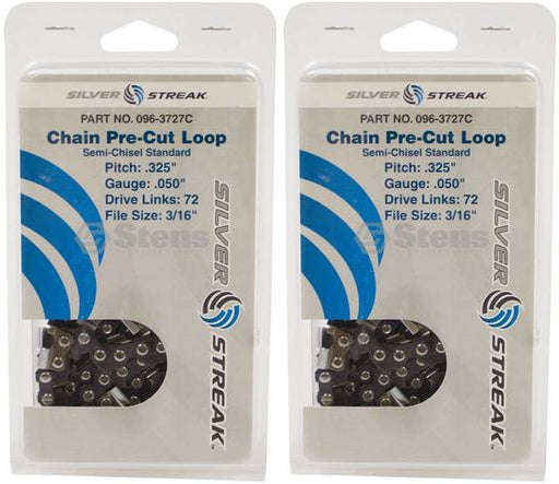 2 Pack Stens 096-3727C Chain Loop Clamshell 72 DL .325" .050 S-Chisel Standard