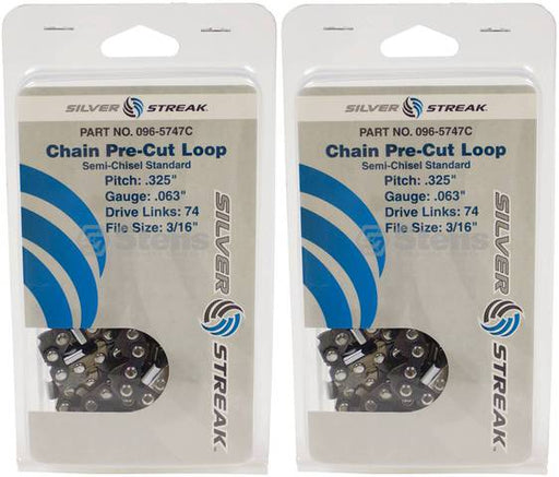 2 Pack Stens 096-5747C Chain Loop Clamshell 74 DL .325" .063 S-Chisel Standard