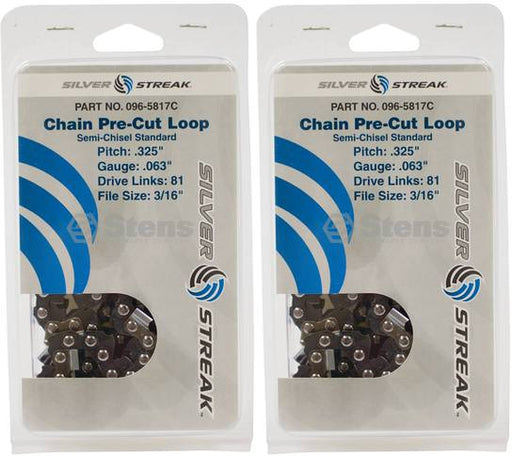 2 Pack Stens 096-5817C Chain Loop Clamshell 81 DL .325" .063 S-Chisel Standard