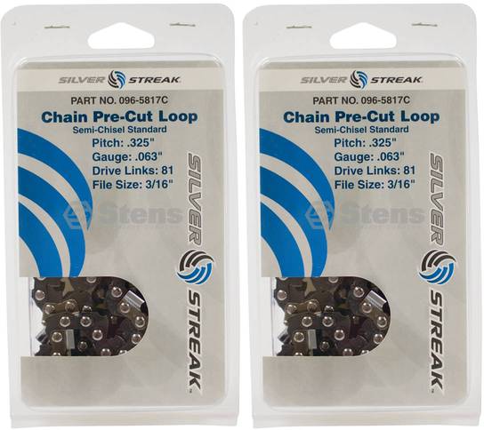 2 Pack Stens 096-5817C Chain Loop Clamshell 81 DL .325" .063 S-Chisel Standard