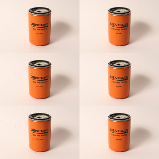 6 PK Generac 0E7080 Oil Lube Filter For Liquid Cooled 1.6,2.5,3.0,4.2L G3 OEM