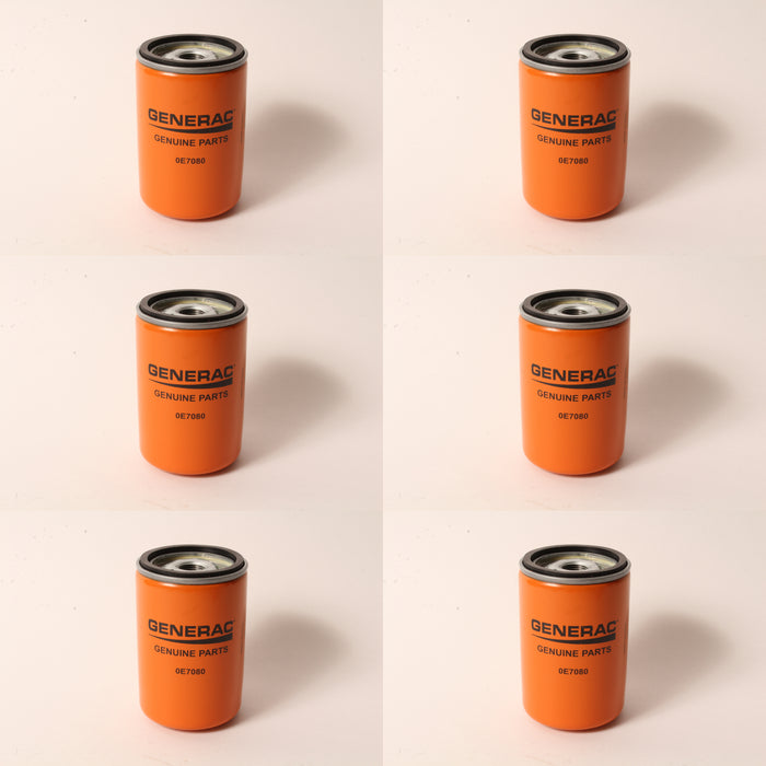 6 PK Generac 0E7080 Oil Lube Filter For Liquid Cooled 1.6,2.5,3.0,4.2L G3 OEM