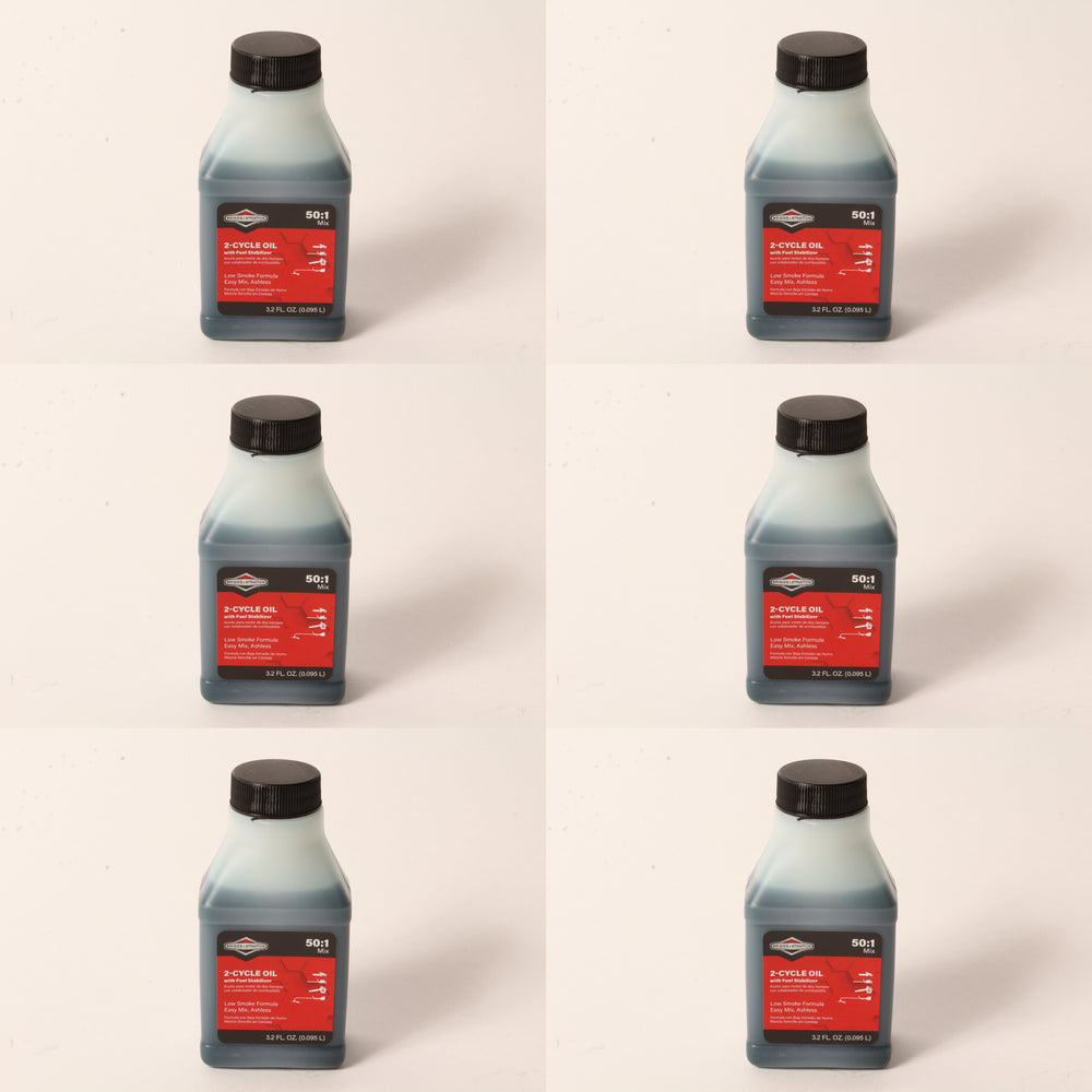 6 PK Briggs & Stratton 2-Cycle Low Smoke Engine Oil 50:1 3.2oz Bottle Easy Mix