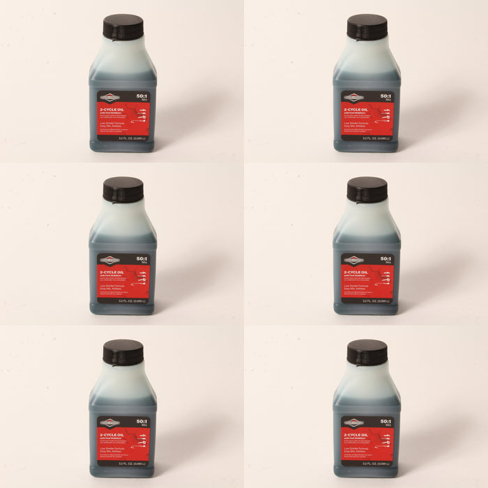 6 PK Briggs & Stratton 2-Cycle Low Smoke Engine Oil 50:1 3.2oz Bottle Easy Mix