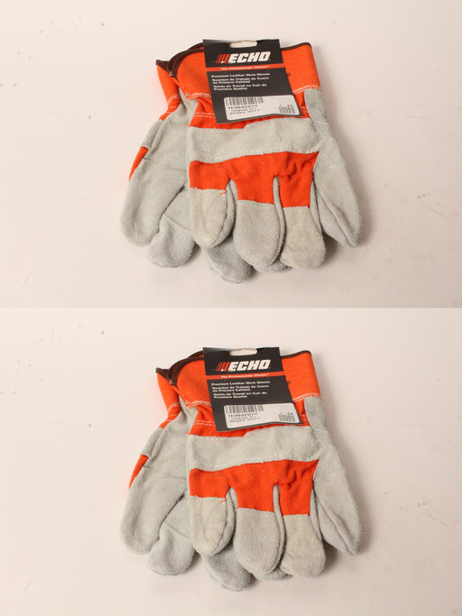 2 PK Echo 103942074 Large Heavy Duty Work Gloves Leather Palm & Fingers