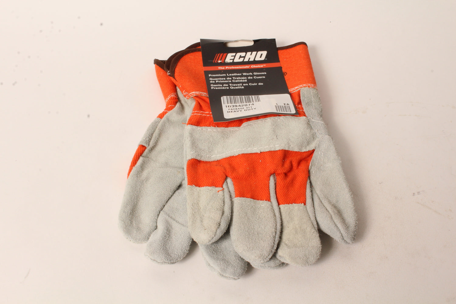 Genuine Echo 103942074 Large Heavy Duty Work Gloves Leather Palm & Fingers