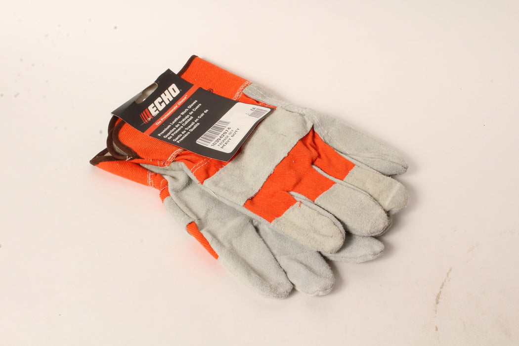 Genuine Echo 103942074 Large Heavy Duty Work Gloves Leather Palm & Fingers