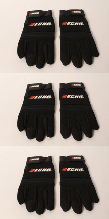 3 PK Echo 103942194 Sport & Landscape Gloves Medium Black Form Fitting Fingers