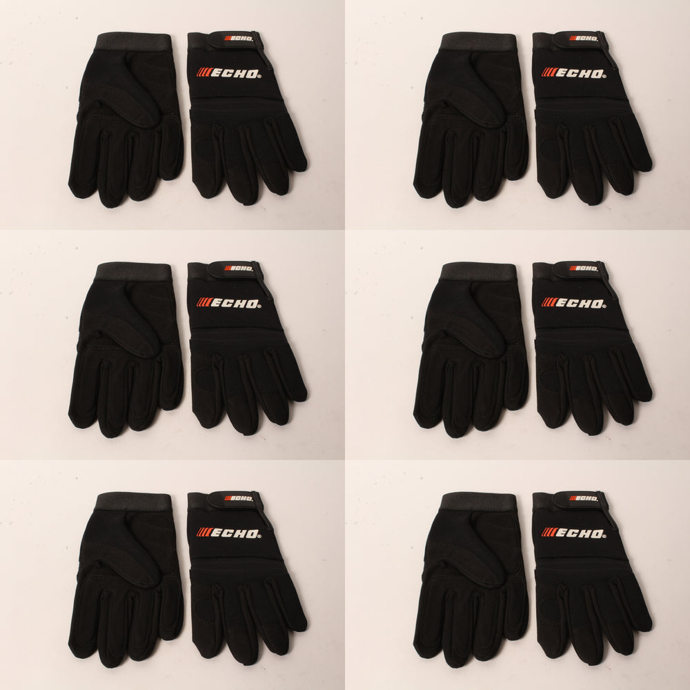 6 PK Echo 103942194 Sport & Landscape Gloves Medium Black Form Fitting Fingers