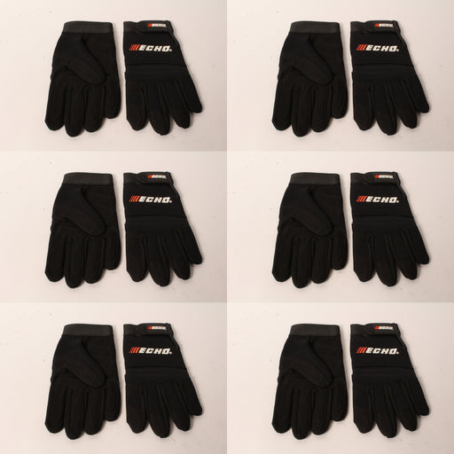 6 PK Echo 103942194 Sport & Landscape Gloves Medium Black Form Fitting Fingers