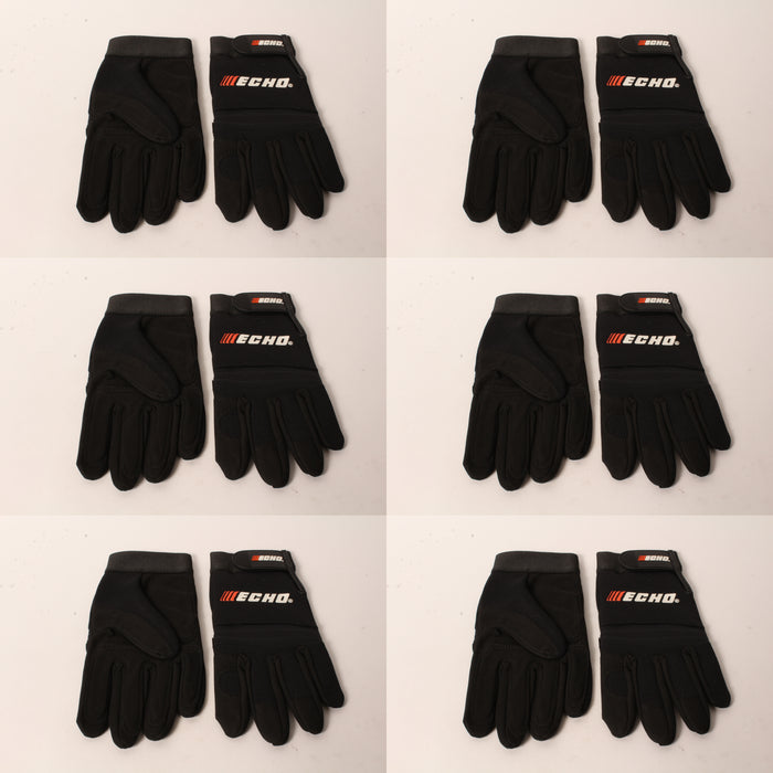 6 PK Echo 103942194 Sport & Landscape Gloves Medium Black Form Fitting Fingers