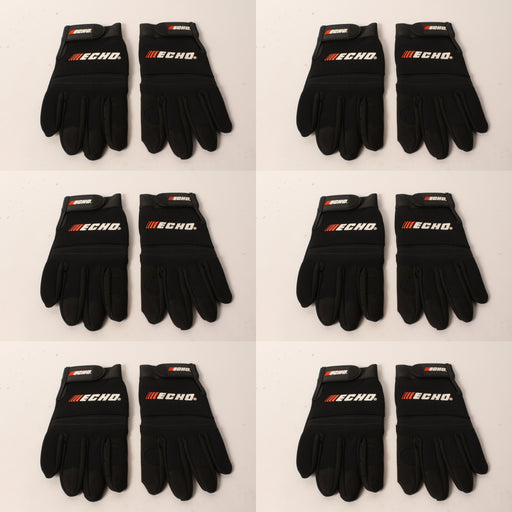 6 PK Echo 103942194 Sport & Landscape Gloves Medium Black Form Fitting Fingers