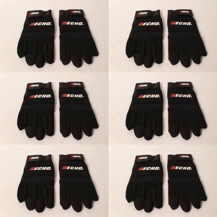 6 PK Echo 103942194 Sport & Landscape Gloves Medium Black Form Fitting Fingers