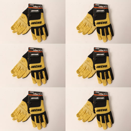 6 PK Echo Vibration-Reducing Landscape Gloves Medium Leather Foam Pad Palm