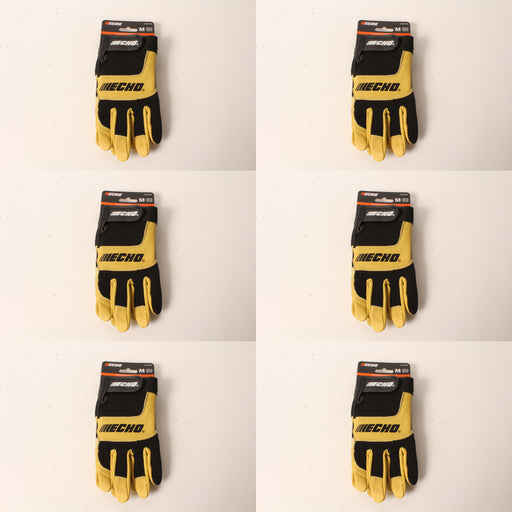 6 PK Echo Vibration-Reducing Landscape Gloves Medium Leather Foam Pad Palm