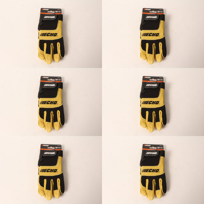 6 PK Echo Vibration-Reducing Landscape Gloves Medium Leather Foam Pad Palm