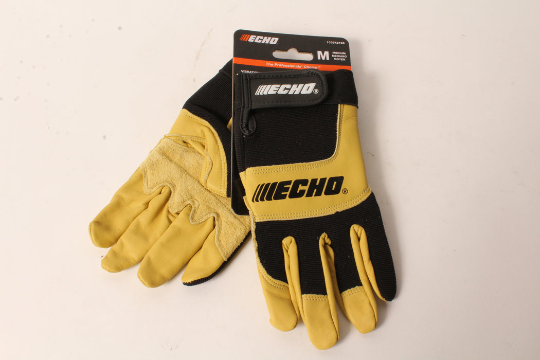 Echo 103942195 Vibration-Reducing Landscape Gloves Medium Leather Foam Pad Palm