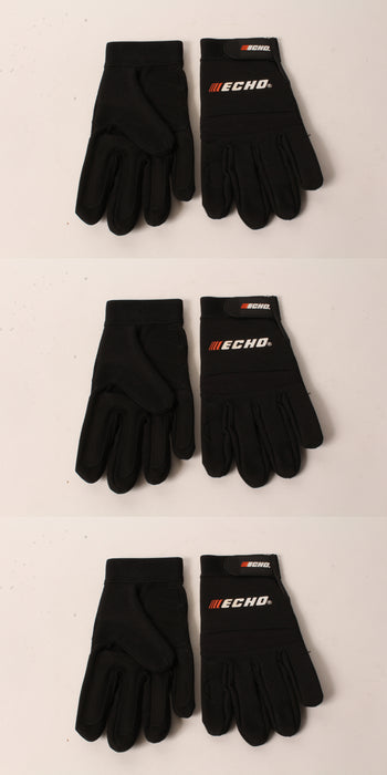 3 PK Echo 103942196 Sport & Landscape Gloves Large Black Form Fitting Fingers