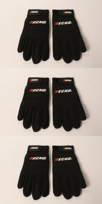 3 PK Echo 103942196 Sport & Landscape Gloves Large Black Form Fitting Fingers