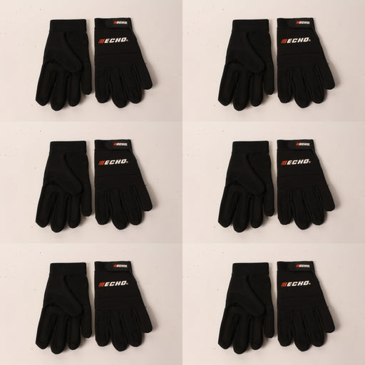 6 PK Echo 103942196 Sport & Landscape Gloves Large Black Form Fitting Fingers